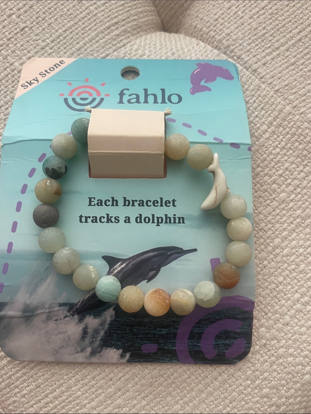 fahlo Sky Stone Mixed Pastel Beaded Bracelet with Dolphin Charm